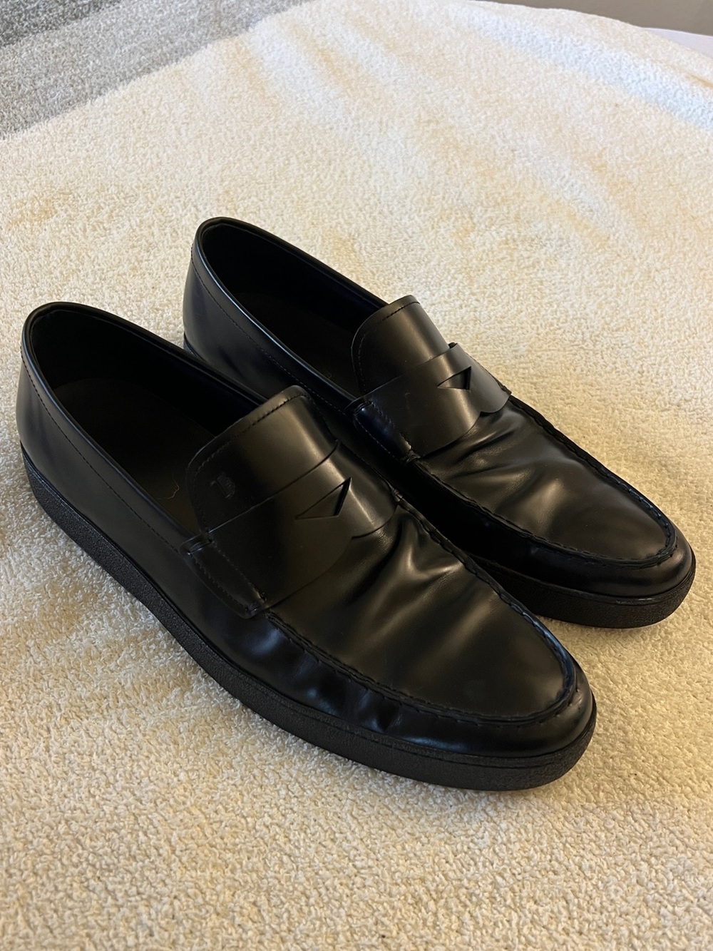 Tod’s Men’s Black Leather Penny Loafers Size 11.5 Italy